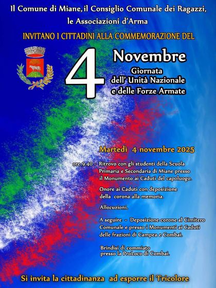 4 NOVEMBRE GIORNATA DELL'UNITA' NAZIONALE E DELLE FORZE ARMATE