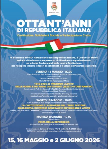 MIANE CELEBRA GLI 80 ANNI DELLA REPUBBLICA