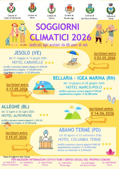 SOGGIORNI CLIMATICI INTERCOMUNALI 2026